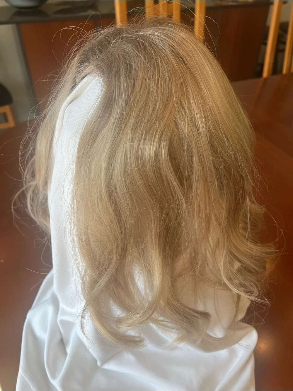 Layered Brunette Medium-Length Women's Wig - Natural Blonde highlights
